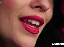 Feisty fuck doll swaps cum from bukkake blowbang facial handjob eating every jizz drop pov