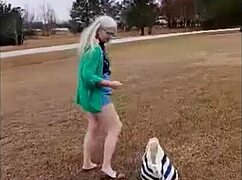 Momma Vee's Blonde Ass Hangs Out During Disc Golf Play