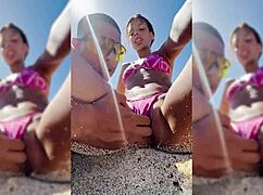 Sexy latina coed GETS FINGERED to orgasm on crowded spring break beach