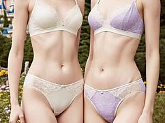 These cute lesbians tease in panties and lingerie