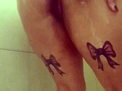 Curvy BBW babe soaps up big tits and ass in steamy shower tease