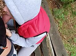 18yo teen bends over for risky public pov doggy creampie quickie