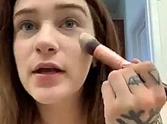 blonde teen strips topless on cam