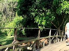 Woman Takes Massive BBC Deep Behind Trees in Public Park for Outdoor Cumshot Thrill