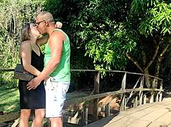 Woman Takes Massive BBC Deep Behind Trees in Public Park for Outdoor Cumshot Thrill