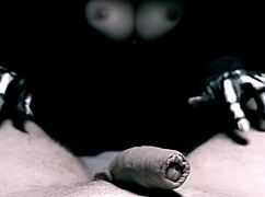 Skeleton girl on halloween slurps n jerks monster cock til cumshot blast