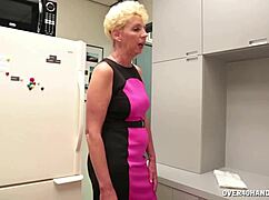 naked milf grabs my cock for a slow teasing handjob till i burst