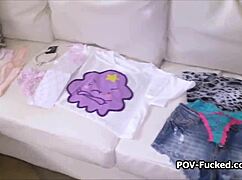 high heels fishnets babe strips for hardcore cock riding interview