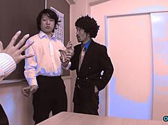 Old guy gropes young Asian's big ass and clit before creampie pussy