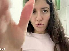 How many times did she pee on this 14-hour road trip with wet pussy flashes in public toilets?