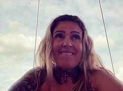 Tattooed Woman In See-Through Top Hard Nipples Wet Pussy Almost Kicked Out Gym Horny Usa