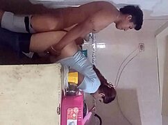 hot latina nerd squirts huge in kitchen while hubby almost catches us
