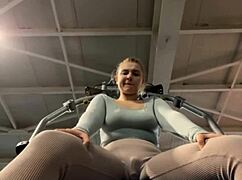 imagine working out at the gym fingering a teen's big natural tits pussy then fucking her hard publicly