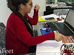 feet dangling barefoot goddess kiffa seduces as hot teacher my heart races wild