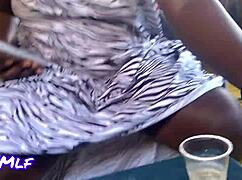 pretty milf housewife flashes shaved pussy at public bar voyeur style