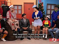 Sexmex - Horny Latina Elizabeth Marquez and Nicole Zurich Deliver Christmas Quickie with Big Ass Tits and Blowjobs