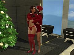 early christmas morning shemale lesbian fucking session turns wildly suggestive