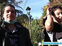 i risk public street blowjob swallowing cum deep in petite latina mouth