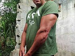 yuri gaúcho strokes his huge muscular cock to ease the tension solo