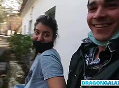i risk public street blowjob swallowing cum deep in petite latina mouth