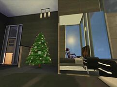 early christmas morning shemale lesbian fucking session turns wildly suggestive