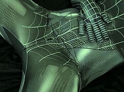 Indo girl overwhelmed with lust cosplaying Spiderman bottle play