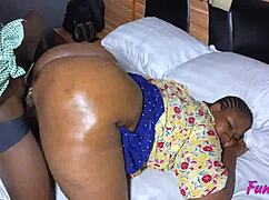 Fat ebony school teacher huge tits big ass fucked hard homemade bedroom closeup