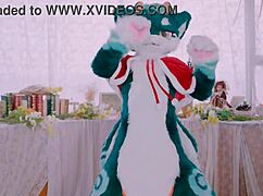 adorable furry dragon dances cutely in vibrant rhythmic moves