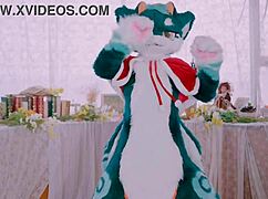 adorable furry dragon dances cutely in vibrant rhythmic moves