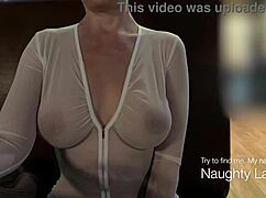 Naughty milf flashes see-through crossdress on public street