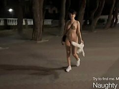 Naughty milf flashes see-through crossdress on public street