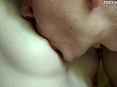 close up licking those huge puffy nipples on big natural tits 😍 tongue all over