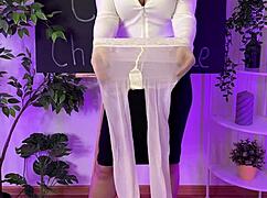 blonde milf teacher dances in nylon pantyhose heels at nightclub