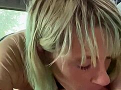 Real street hooker deepthroats cock in car backseat swallowing every cum drop
