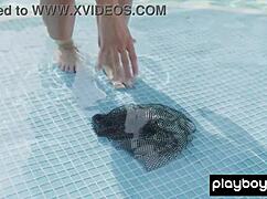 hey classy big tits brunette kaitlynn anderson strips nude by pool so sexy