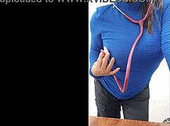 Can you imagine this slutty Latina nurse filming homemade porn in the hospital boss's office?