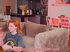 redhead beauty slammed doggystyle by huge monster cock pounding her tits!