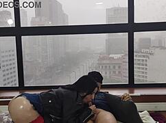 kitty's huge ass fucked bareback by window for all to see!