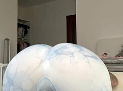 adrianna savus stretches in yoga workout showing off curves and form