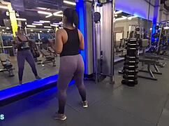 she trains panty-less to tease trainer then masturbates sweaty at home