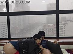 kitty's huge ass fucked bareback by window for all to see!