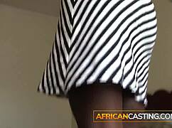 Cute Ebony Teen's Hairy Pussy Stretched Wide At Casting