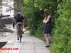 laura the sexy 18+ teen flasher shows amateur public nudity and voyeur small 18+ tits exposure