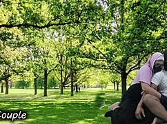 real muslim couple sneaks outdoor creampie sex in public park affair