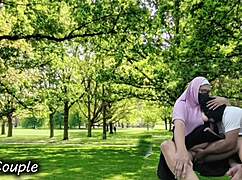 real muslim couple sneaks outdoor creampie sex in public park affair