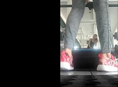 Skinny mexican teen bends ass over in gym leggings doggystyle tease