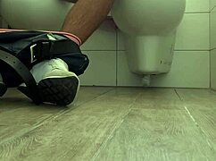 Spy Cam Secretly Captures Friend's Furious Bathroom Jerk Off And Massive Orgasm