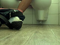 Spy Cam Secretly Captures Friend's Furious Bathroom Jerk Off And Massive Orgasm