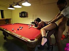 petite black teen meets green-eyed stud at pool table
