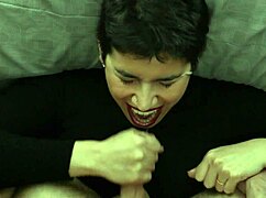 POV Cumshot explodes on clothes then blasts her face!
